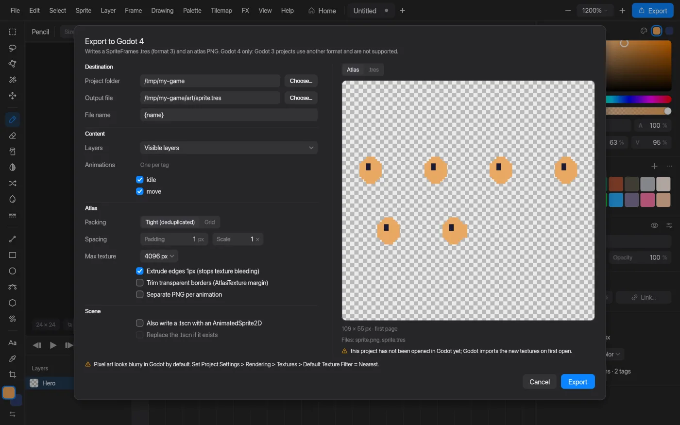 Export to Godot in Pixmith