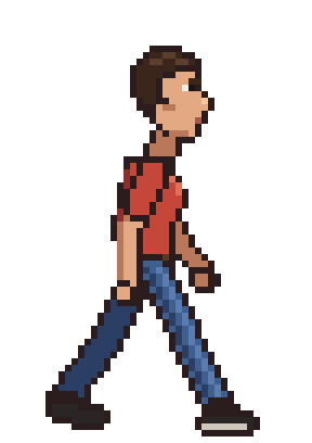 An animated walking character
